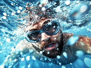 Naklejka premium A swimmer. Generative AI
