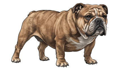 Obraz premium A Robust Bulldog With a Textured, Naturally Mottled Coat in Subtle Fawn and Brindle Tones