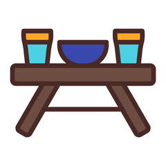 Picnic Table Vector Icon Design