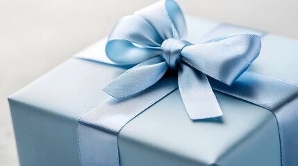 Elegant Light Blue Gift Box with Satin Ribbon Bow