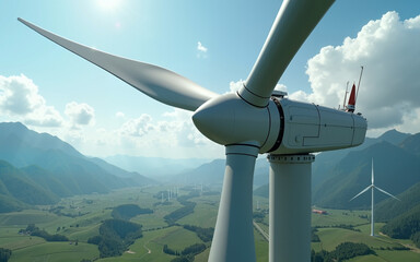 Wind Turbine Green Mountain Landscape Renewable