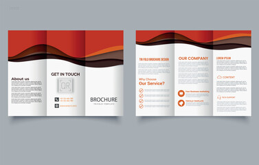 Autumn Themed Trifold Brochure Template with Warm Tones and Elegant Waves