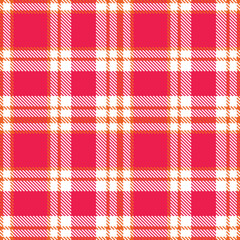 Light Deep Orange and Bright White Seamless Tartan Textile Design