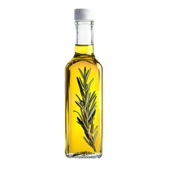 Rosemary Infused Oil PNG &ndash; Clear Glass Bottle with Herb-Infused Yellow Liquid for Culinary and Aromatherapy Use