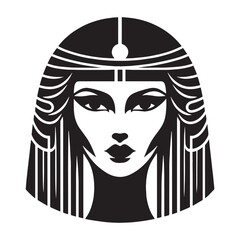 Mythical Cleopatra face silhouette, a queen of divine status - Cleopatra illustration - Cleopatra vector - Egyptian queen silhouette - Egyptian silhouette

