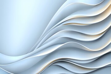 Fototapeta premium Elegant white wavy layers create dynamic flowing curves and shadows against light blue background, abstract minimalist design pattern for modern interior decor.