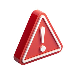 A striking 3D render of a red alert icon, its triangular shape and prominent exclamation mark immediately conveying a sense of caution. The image speaks of danger, hazard.