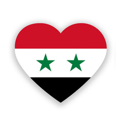 Syria national flag in heart shape isolated on white. Illustration