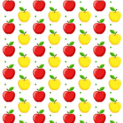 Obraz premium Vector seamless pattern with red and yellow apples