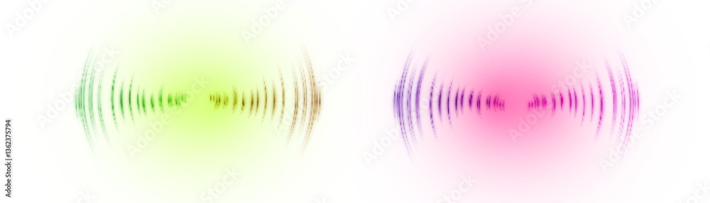 Poster Colorful abstract waveforms with radial lines and glowing gradients on white background. Perfect for sound design, audio visualization, music concepts, vibration effects, or tech-inspired graphics.