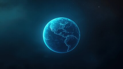 Fototapeta premium Glowing Blue Earth Against a Dark Starry Background in a Stunning Digital Art Representation of Our Planet in Space