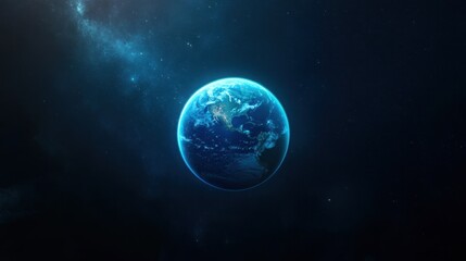 Fototapeta premium Beautiful Blue Planet Earth Surrounded by Stars in Vast Universe Displaying Natural Wonder and Cosmic Beauty of Space Exploration and Discovery