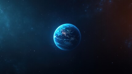 Fototapeta premium Stunning Digital Rendering of Earth in Space with Beautiful Details on Atmosphere and Ocean Surfaces Against a Starry Background