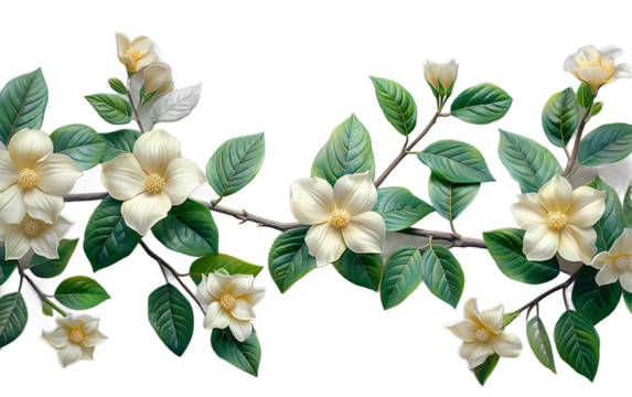 Elegant White Flower Branch Border for Wedding Invitation Design