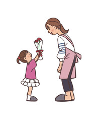 母の日にカーネーションを渡す子ども