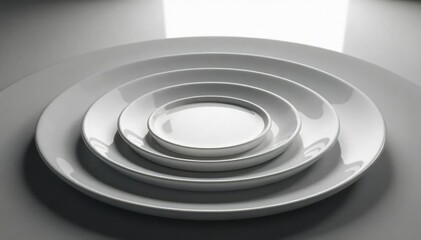 Obraz premium Subtle grayscale gradient forming concentric circles, simple, geometric, modern