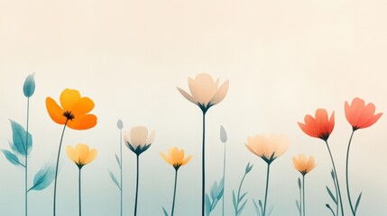 Vibrant and Ethereal Floral Scene with Soft Pastel Colors and Delicate Blossoms in a Serene Background for Nature and Spring Themes