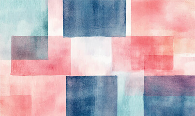 Watercolor seamless pattern with squares. Design element for sale banners, posters, labels, and gift wrapping paper. Pink and blue