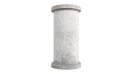 
Concrete post, frontal view, white background, 3D render illustration, png