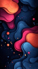 Abstract art, layered shapes, vibrant colors, cosmic background, phone wallpaper
