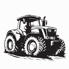 Tractor image vector. Tractor in a field of the early springtime agriculture vector