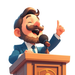 Business leader giving motivational speech at conference indoor event engaging