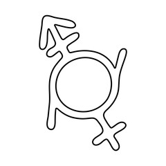 Hand drawn genderfluid (androgyne and female) gender identity icon Symbol used to represent sex and gender