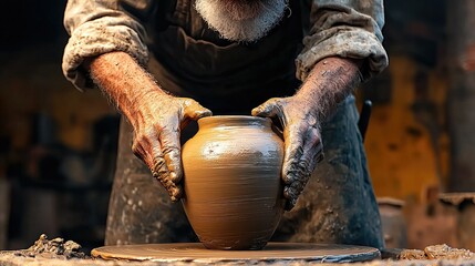 Obraz premium Master Potter Shaping Clay: A Timeless Craft