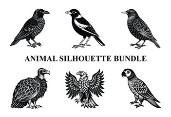 Wild Animal Silhouette Bundle | Safari Wildlife Clipart | Jungle Predator Vector