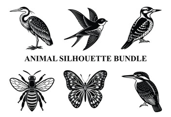 Wild Animal Silhouette Bundle | Safari Wildlife Clipart | Jungle Predator Vector