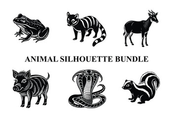 Wild Animal Silhouette Bundle | Safari Wildlife Clipart | Jungle Predator Vector