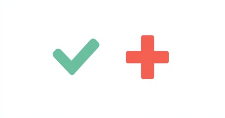 Obraz premium Illustrative Tick and Cross Icons in Green and Red Colors