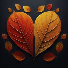 Feuille d'automne naturelle en forme de coeur pour l'amour de la nature