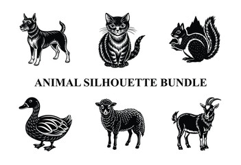 Wild Animal Silhouette Bundle | Safari Wildlife Clipart | Jungle Predator Vector