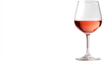 A simple yet elegant image of a glass of ros&eacute; wine, capturing its bright hue and sparkling bubbles, perfect for discussions about fine dining, celebration, and sophistication in life.