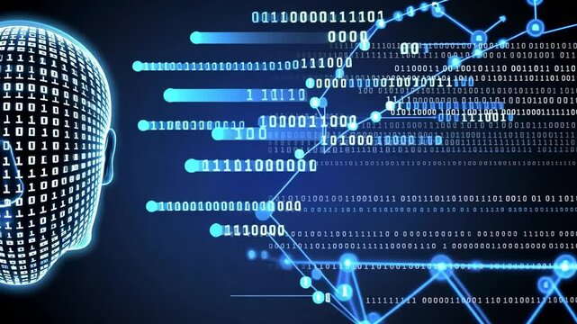 Digital Mind: Binary Code Head in a Cybernetic Network