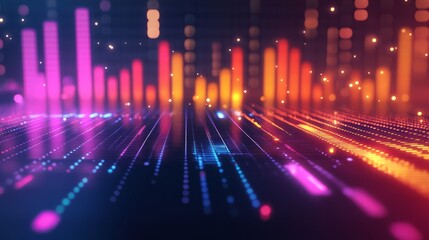 Fototapeta premium A dynamic 3D equalizer with vibrant bars pulsing to sound, set in a clean space 