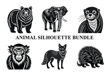 Wild Animal Silhouette Bundle | Safari Wildlife Clipart | Jungle Predator Vector