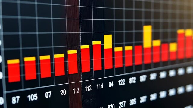 Financial Data Visualization: Red and Yellow Bar Chart Displaying Stock Market Trends