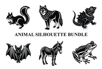 Wild Animal Silhouette Bundle | Safari Wildlife Clipart | Jungle Predator Vector