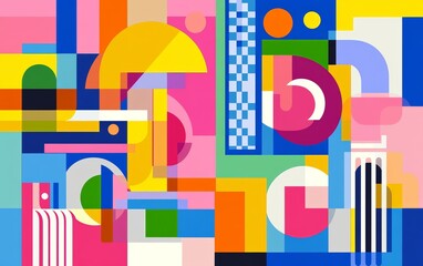 Fototapeta premium Vibrant Geometric Shapes in Bright Color Palette