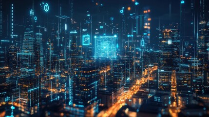 Futuristic Smart City with Holographic AI Interface