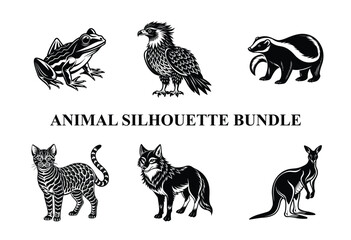 Wild Animal Silhouette Bundle | Safari Wildlife Clipart | Jungle Predator Vector