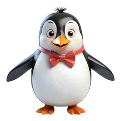 Obraz premium Cheerful Penguin Wearing a Red Bowtie
