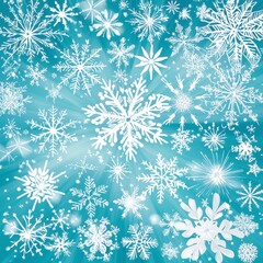 Winter wonderland snowflakes digital artwork abstract background cool tones aerial view seasonal design