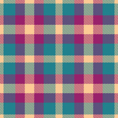 Dusty Light Peach Seamless Tartan with Vivid Deep Aqua accents Textile Design