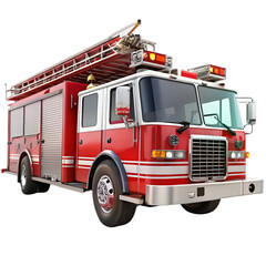 Fire truck isolated on transparent background  
