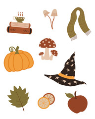 set of cozy autumn stuff. vector illustration