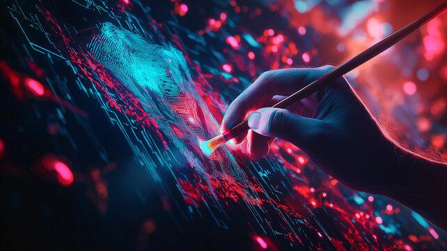 AI assisted art concept. AI-driven creativity on an immersive canvas.