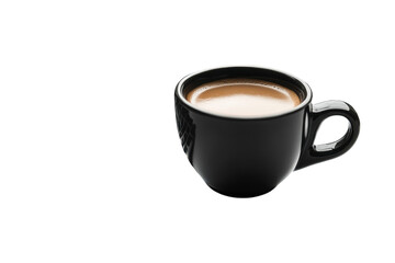A Rich Espresso, The Perfect Morning Pick-me-up, Steaming Gently In A Sleek Black Cup Against A Bright Isolated on Transparent Background